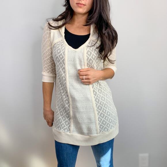 Anthropologie Meadow Rue Crochet Hooded Sweater - Picture 1 of 7